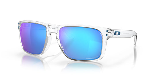 Oakley Man Sunglasses Polished Clear Frame, Prizm Sapphire Polarized Lenses, 59MM