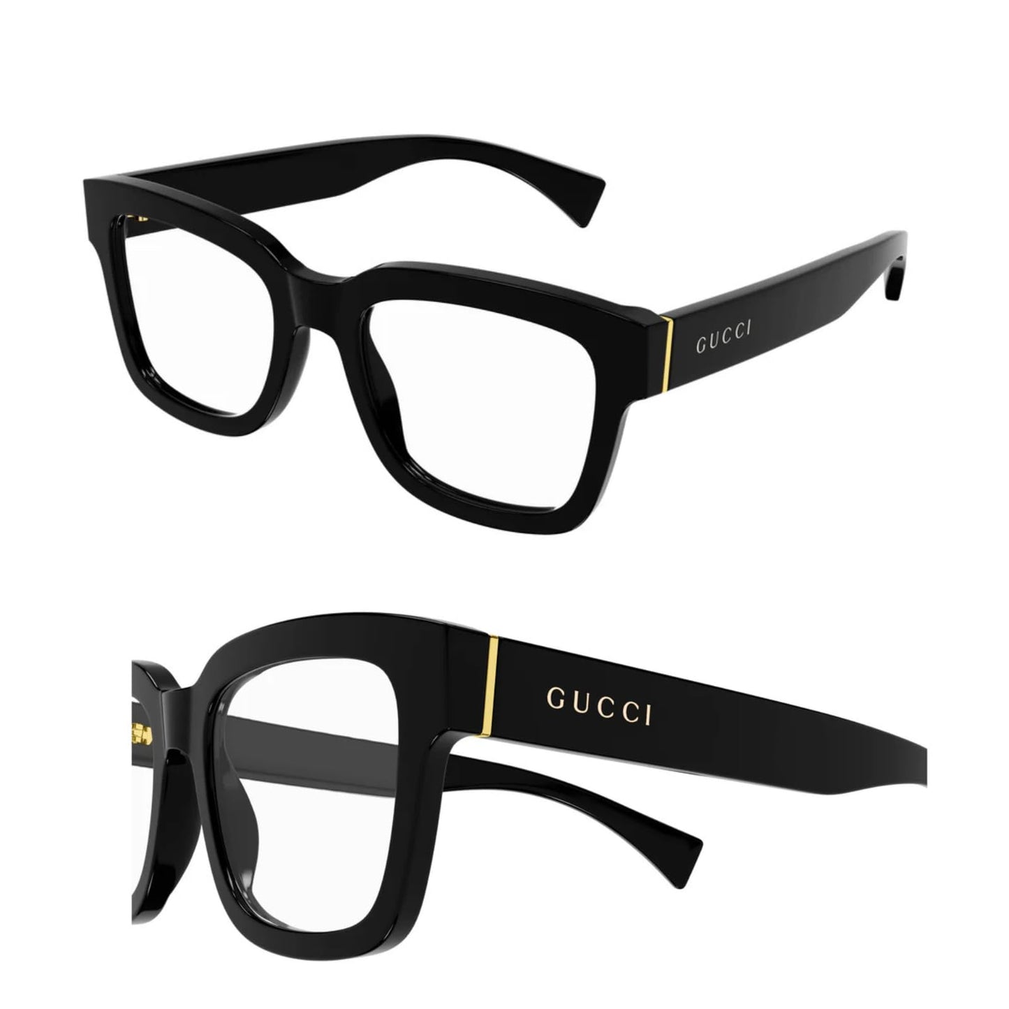 Gucci GG1138O Square Designer Eyeglasses Black Luxury Frame with AR Coating Prescription Ready