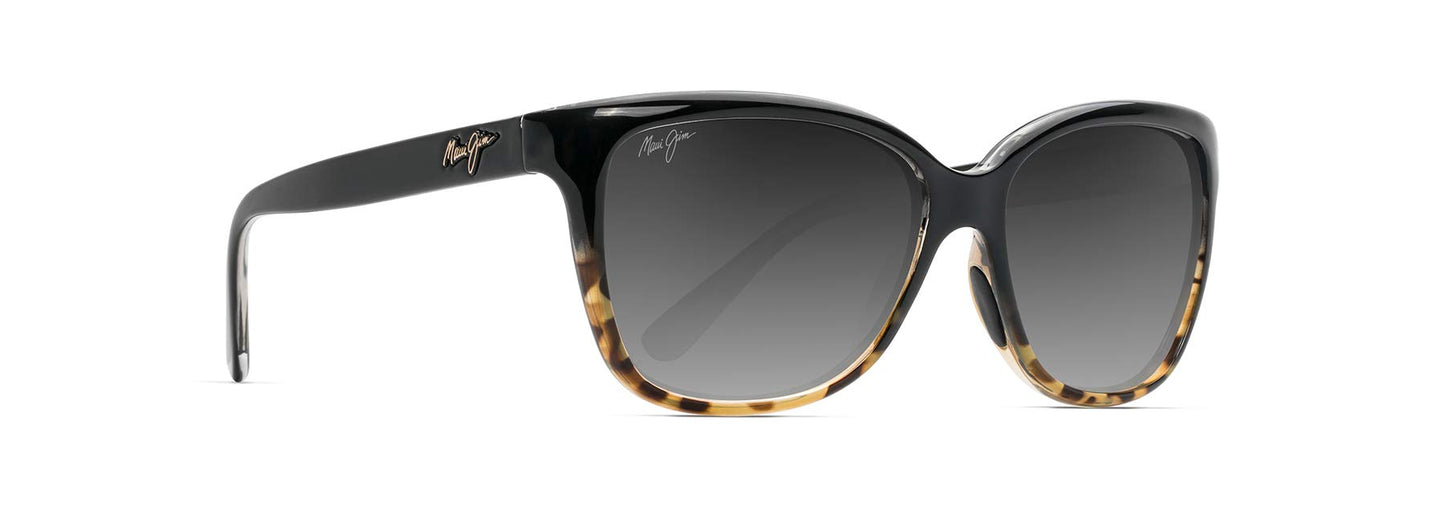 Maui Jim Starfish Polarized Cat Eye Sunglasses - Black/Tortoise Frame, Neutral Grey Lenses, Medium Fit