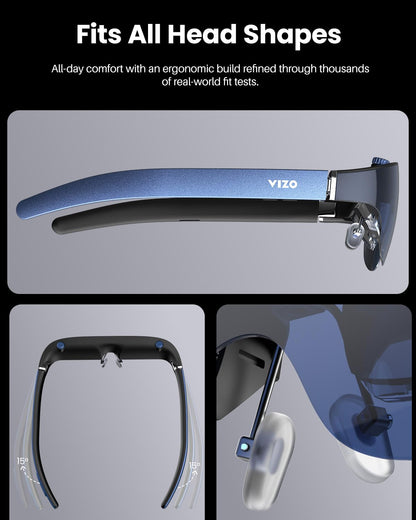 TOZO VIZO V1 AR glasses, bright display, stereo speakers, myopia adjustment, 2D/3D modes.