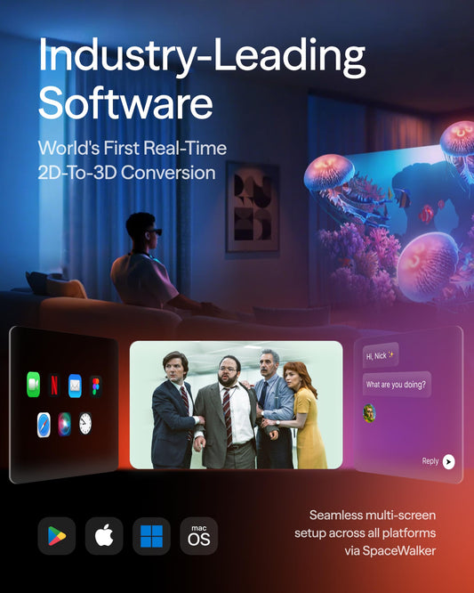 VITURE Luma Ultra XR glasses, 152" display, 6DoF, hand gestures, 1500 nits, 3D support.