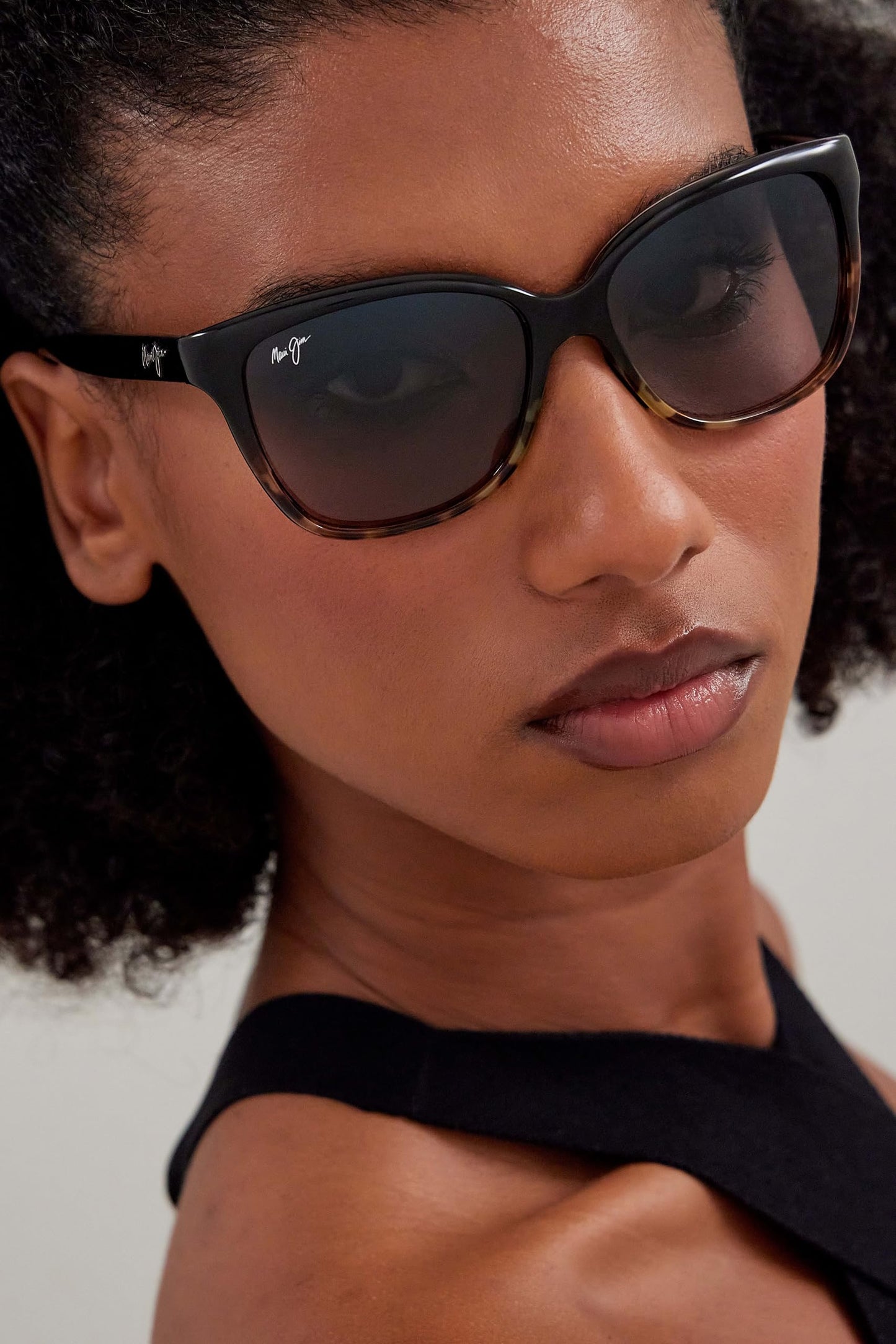 Maui Jim Starfish Polarized Cat Eye Sunglasses - Black/Tortoise Frame, Neutral Grey Lenses, Medium Fit